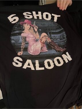 Next Level Apparel Black Tee with Pink Cowgirl Graphic